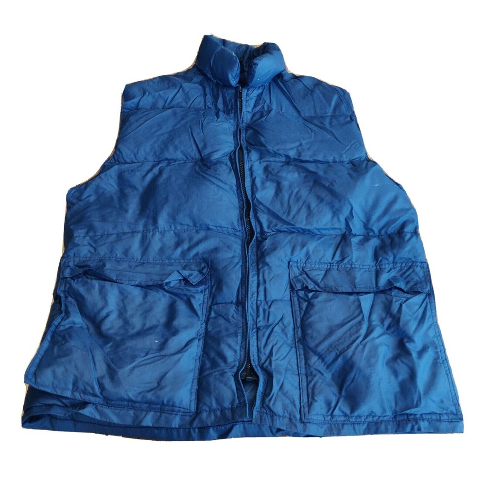 Vintage Frostline Kit Men's Puffer Vest Navy Blue Size L Goose Down Filling.